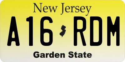 NJ license plate A16RDM