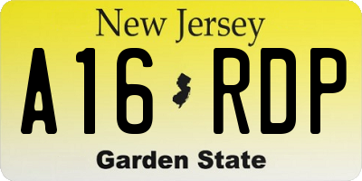 NJ license plate A16RDP