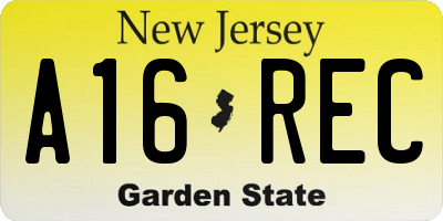 NJ license plate A16REC