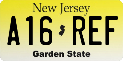 NJ license plate A16REF