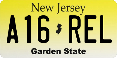 NJ license plate A16REL