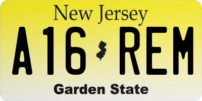 NJ license plate A16REM