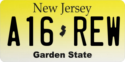 NJ license plate A16REW