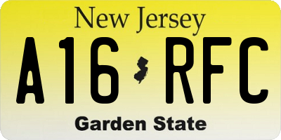 NJ license plate A16RFC