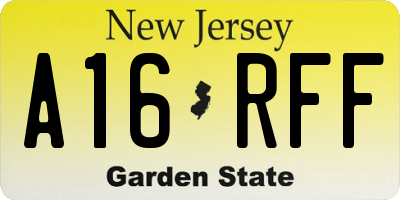 NJ license plate A16RFF
