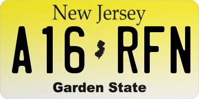 NJ license plate A16RFN