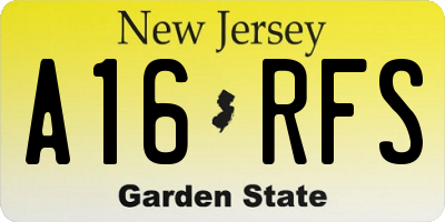 NJ license plate A16RFS