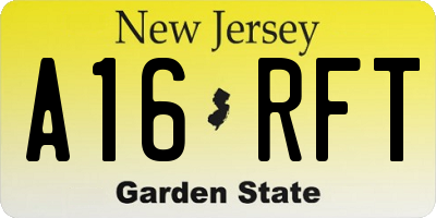 NJ license plate A16RFT