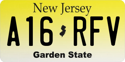 NJ license plate A16RFV