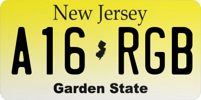 NJ license plate A16RGB