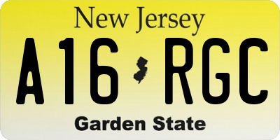 NJ license plate A16RGC
