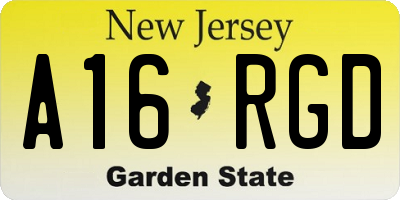 NJ license plate A16RGD