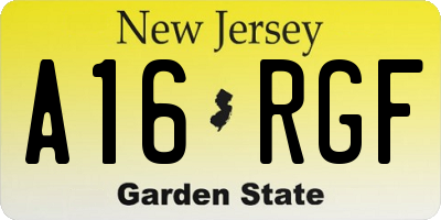 NJ license plate A16RGF