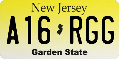 NJ license plate A16RGG