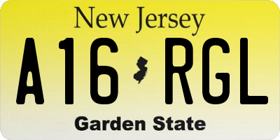 NJ license plate A16RGL