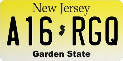 NJ license plate A16RGQ