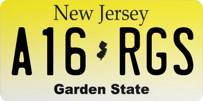 NJ license plate A16RGS