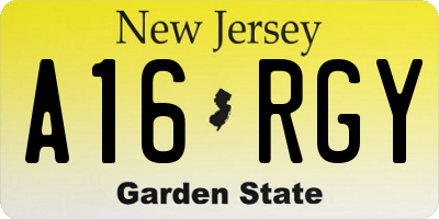 NJ license plate A16RGY