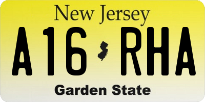 NJ license plate A16RHA