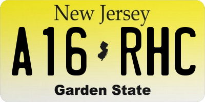 NJ license plate A16RHC