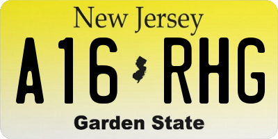 NJ license plate A16RHG