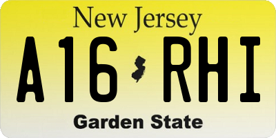 NJ license plate A16RHI