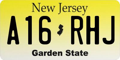 NJ license plate A16RHJ