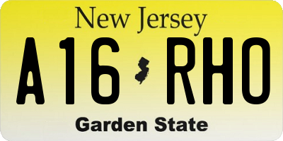 NJ license plate A16RHO
