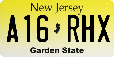 NJ license plate A16RHX