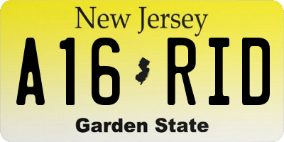NJ license plate A16RID
