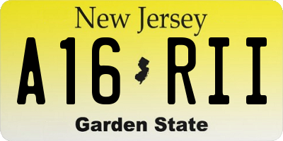 NJ license plate A16RII