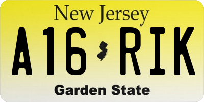 NJ license plate A16RIK