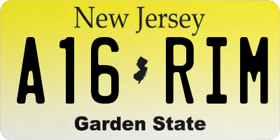 NJ license plate A16RIM