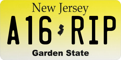 NJ license plate A16RIP