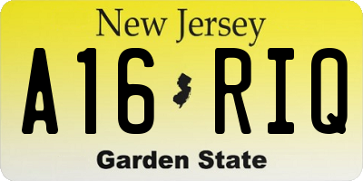 NJ license plate A16RIQ