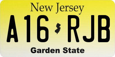 NJ license plate A16RJB