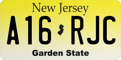 NJ license plate A16RJC