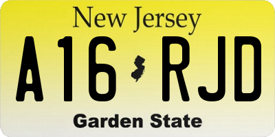 NJ license plate A16RJD