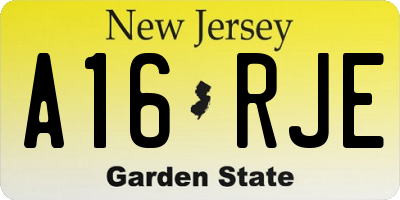 NJ license plate A16RJE