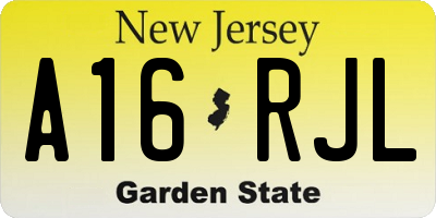 NJ license plate A16RJL