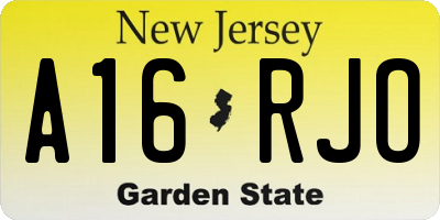 NJ license plate A16RJO