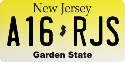 NJ license plate A16RJS