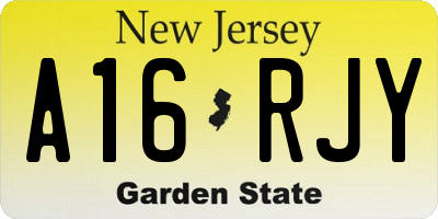 NJ license plate A16RJY