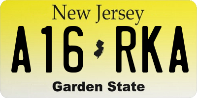 NJ license plate A16RKA