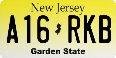 NJ license plate A16RKB