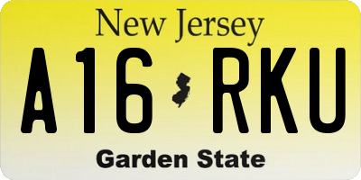 NJ license plate A16RKU