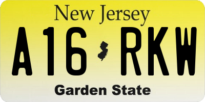 NJ license plate A16RKW