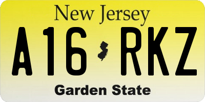 NJ license plate A16RKZ