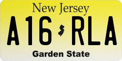 NJ license plate A16RLA
