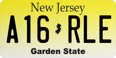 NJ license plate A16RLE
